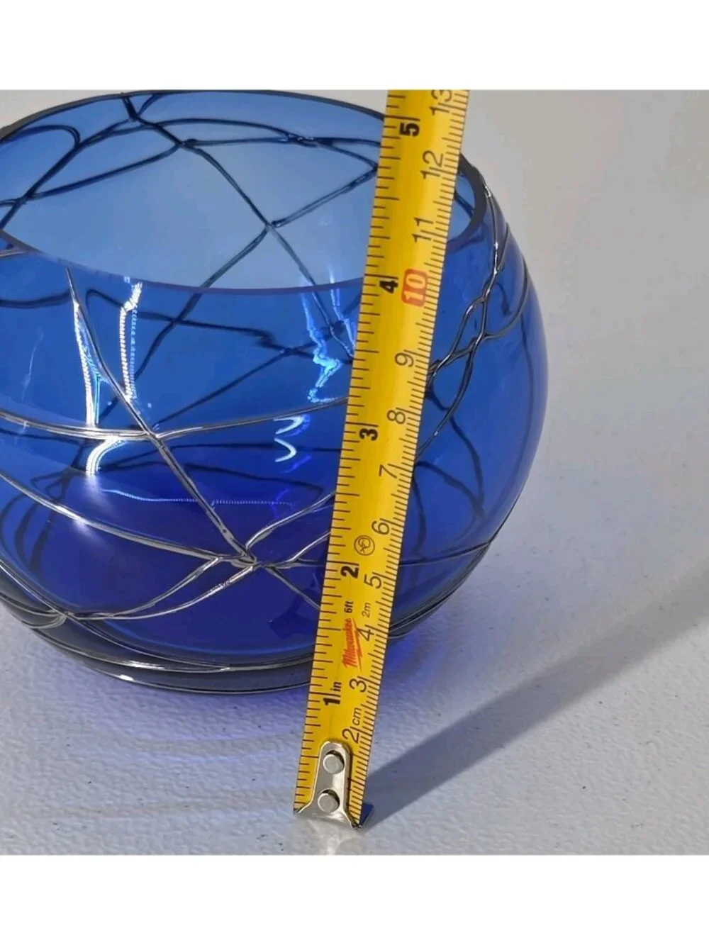 Partylite Calypso Cobalt Blue Silver Glass Candle Votive Tea Light Holder 4 X 5